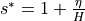 s^* = 1+ \frac{\eta}{H}