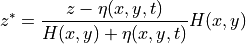 z^* = \frac{z - \eta(x,y,t)}{H(x,y) + \eta(x,y,t)} H(x,y)